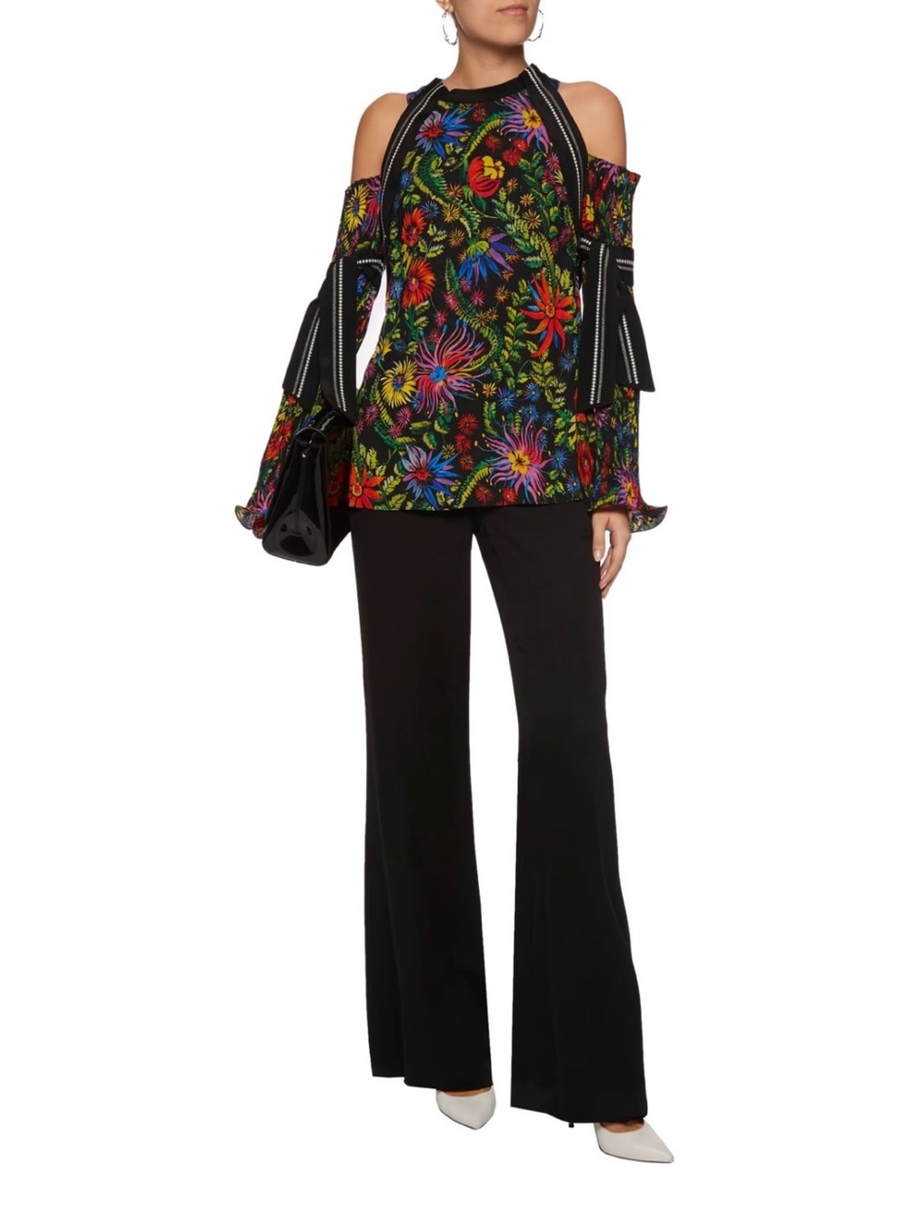 Phillip Lim cold shouldered embroidered jacquard top